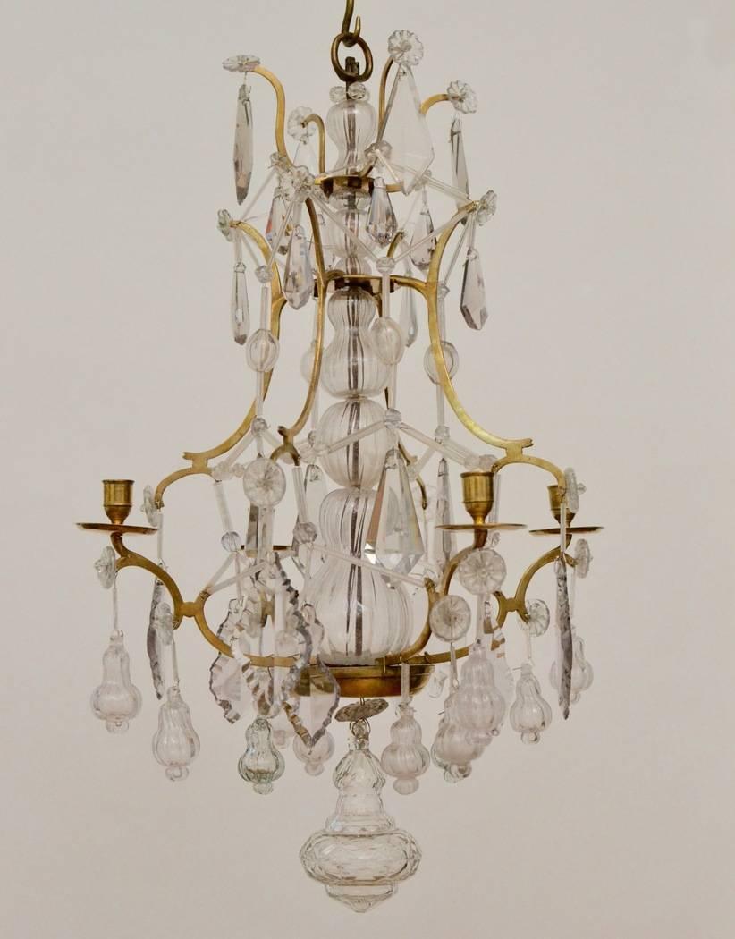 Small Swedish Rococo Chandelier Signed by Olof Westerberg, Stockholm, 1793 1