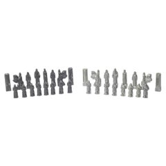 Tore Strindberg Swedish Pewter Chess Set of 32 Pieces, Herman Bergman, 1920s