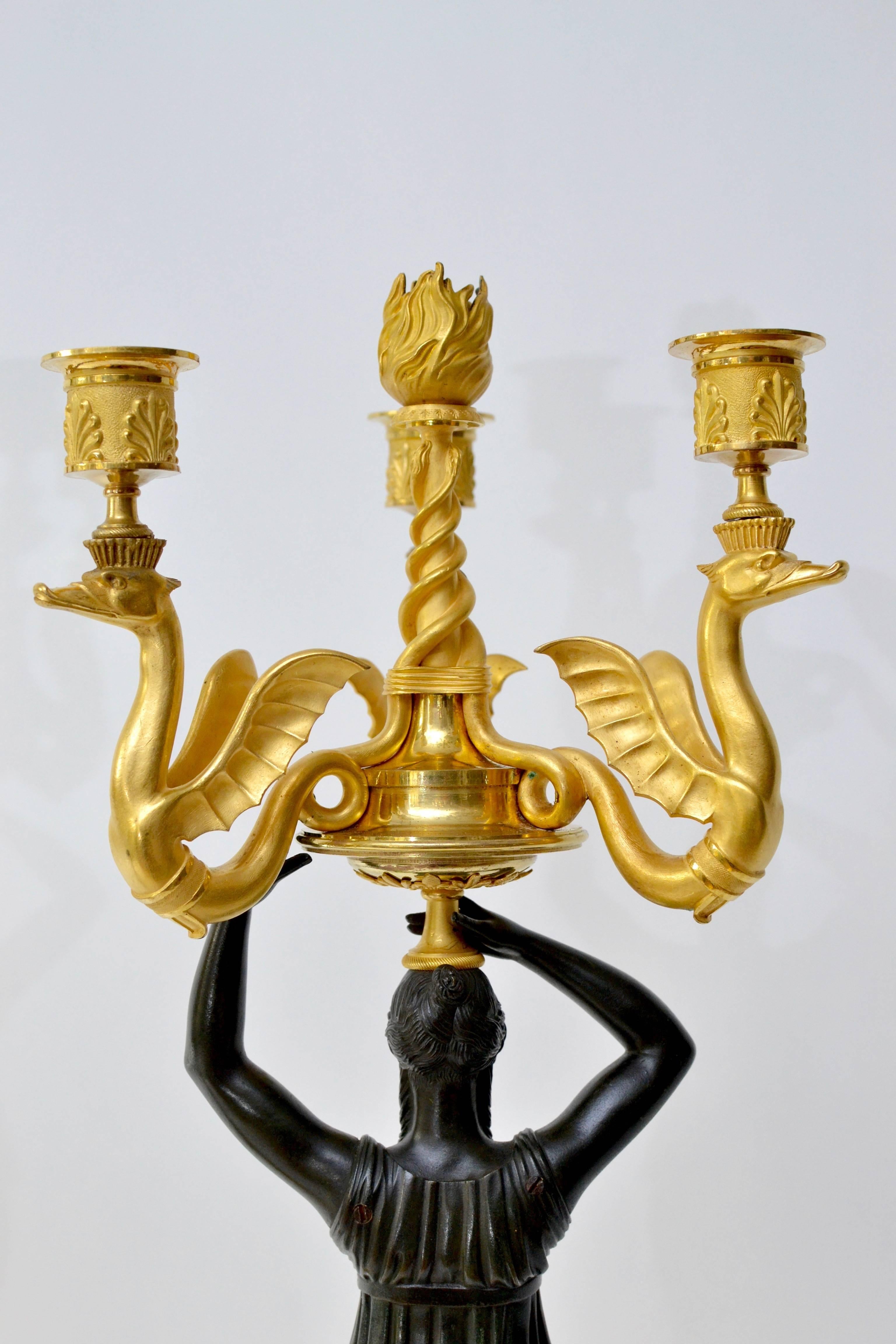 Pair of Russian Empire Gilt Bronze and Patinated Candelabra  1