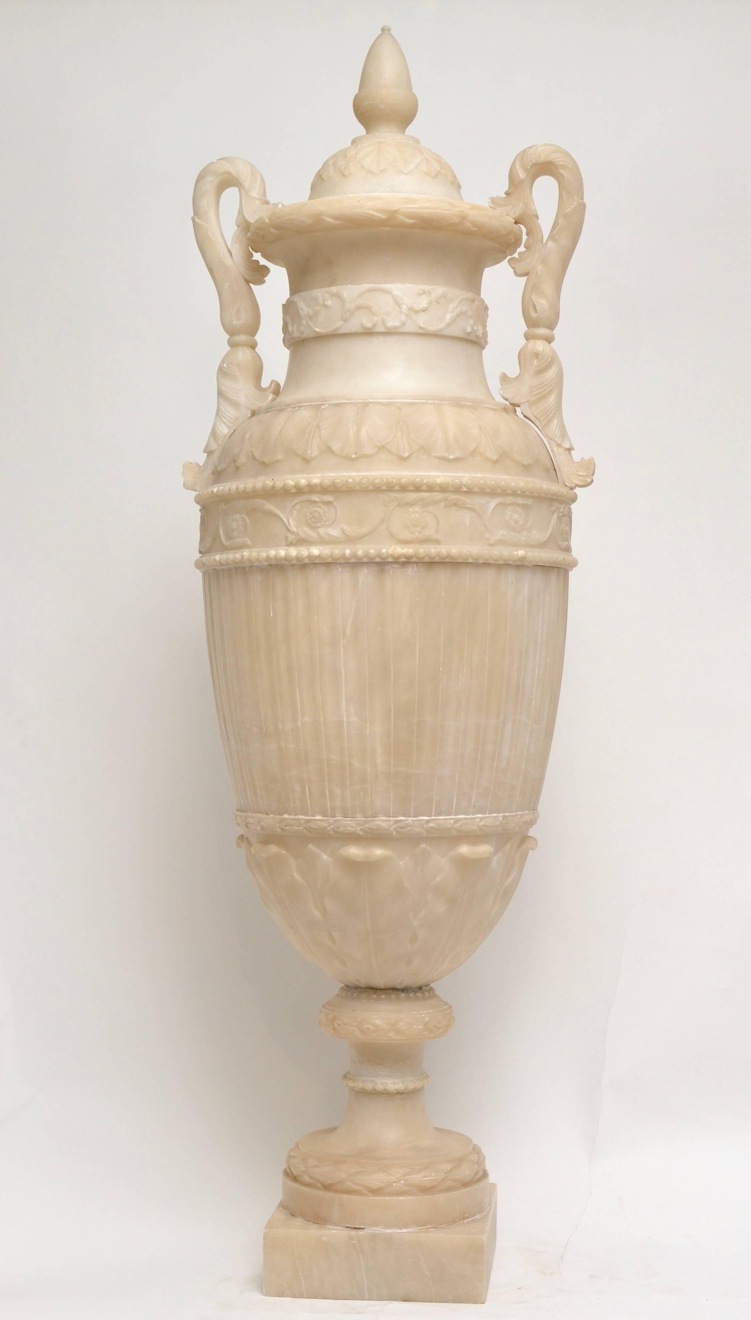 A large Italian, 19th century alabaster urn with a profile portrait of Homer.
Homer is the name ascribed by the ancient Greeks to the semi-legendary author of the Iliad and the Odyssey, two epic poems which are the central works of Greek literature.