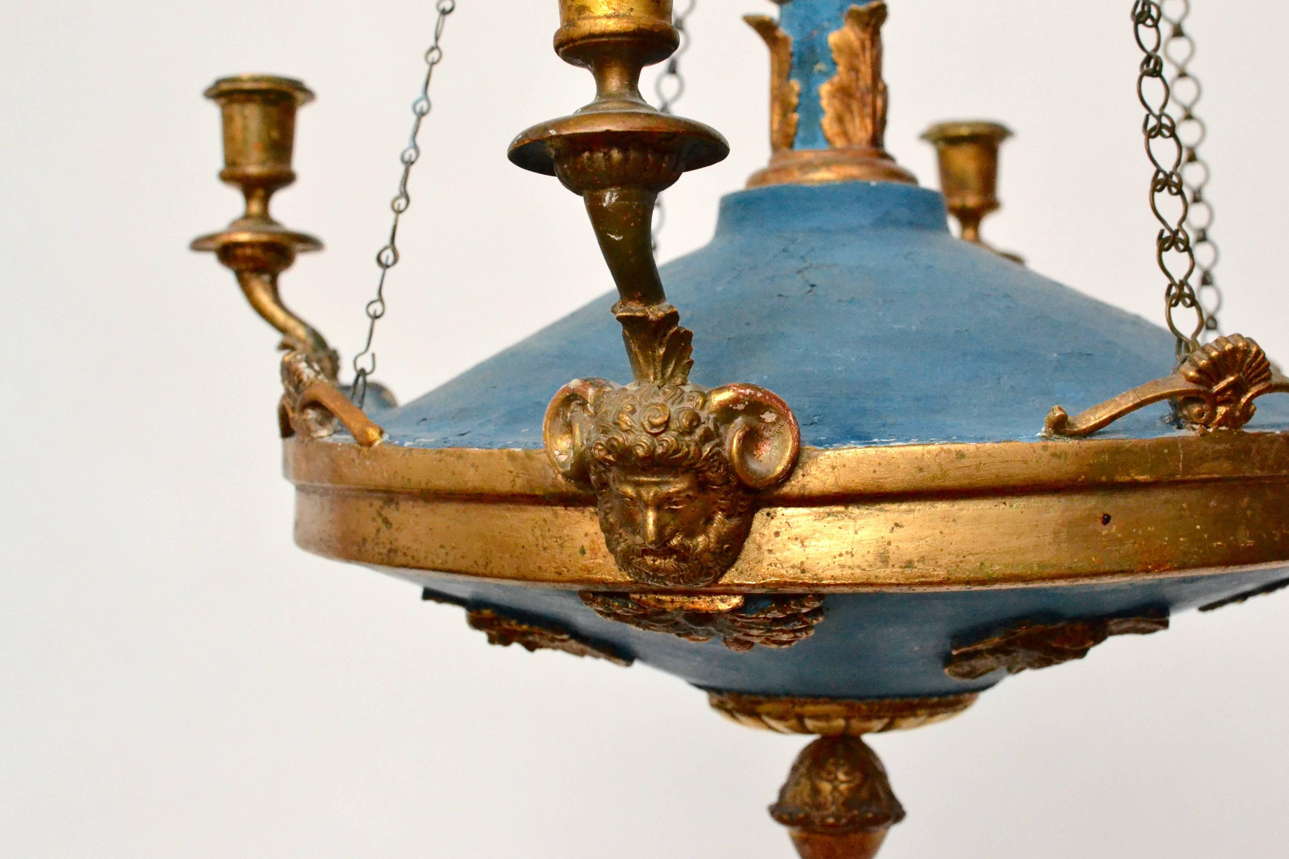 19th Century Painted and Giltwood Empire Chandelier, Baltic