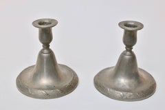 Pair of Gustavian Pewter Candlesticks Signed Baltzar Rokus, Arboga