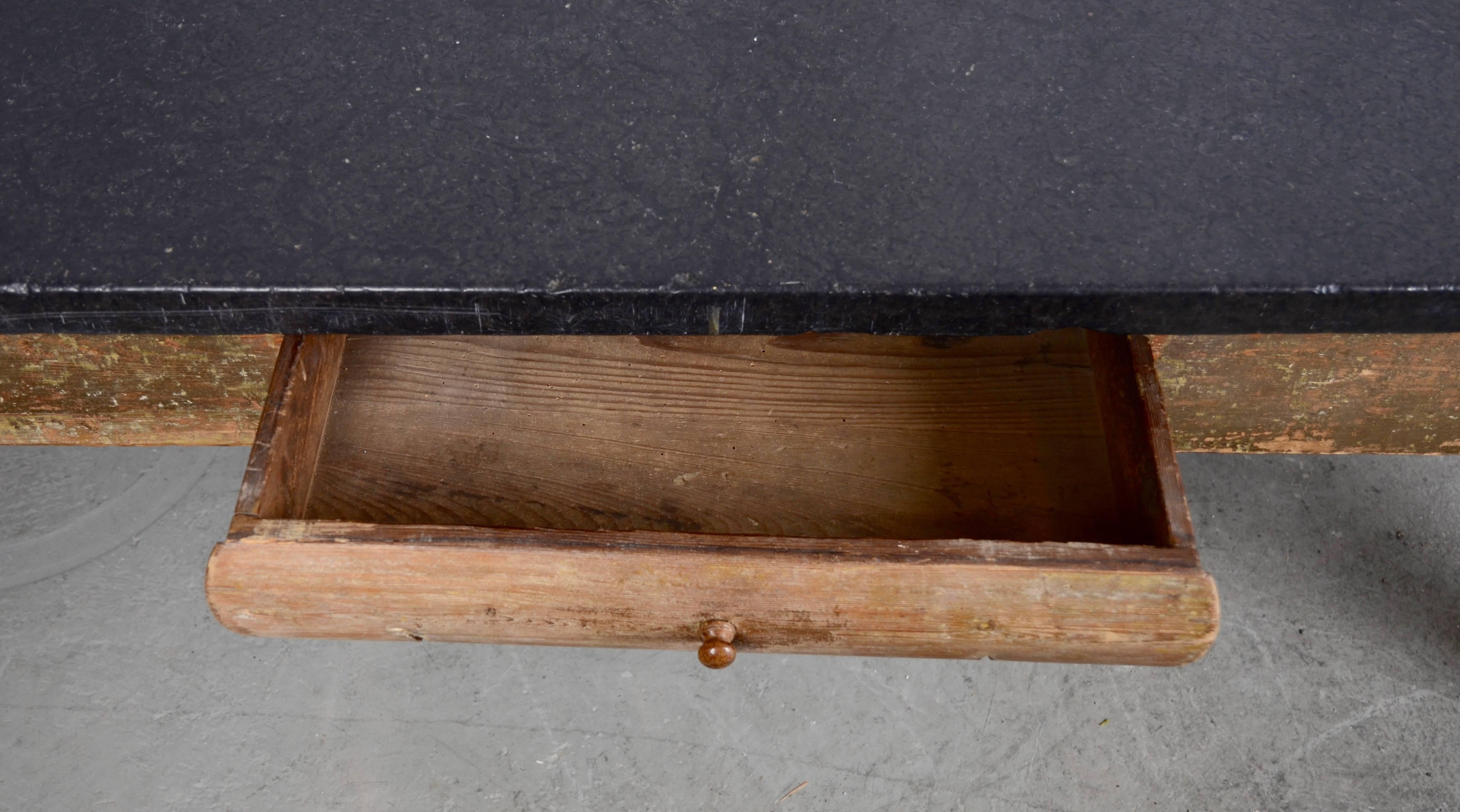 Rustic Swedish Stone Table, 19th Century