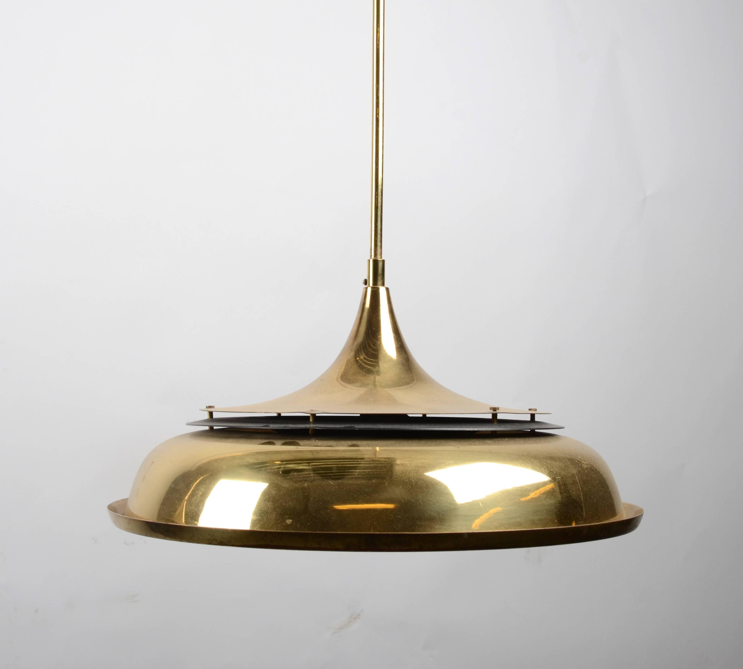 A pair of ceilings lights in brass. Designed by Hans-Agne Jakobsson for Markaryd, Sweden, 1960s-1970s. Marked.