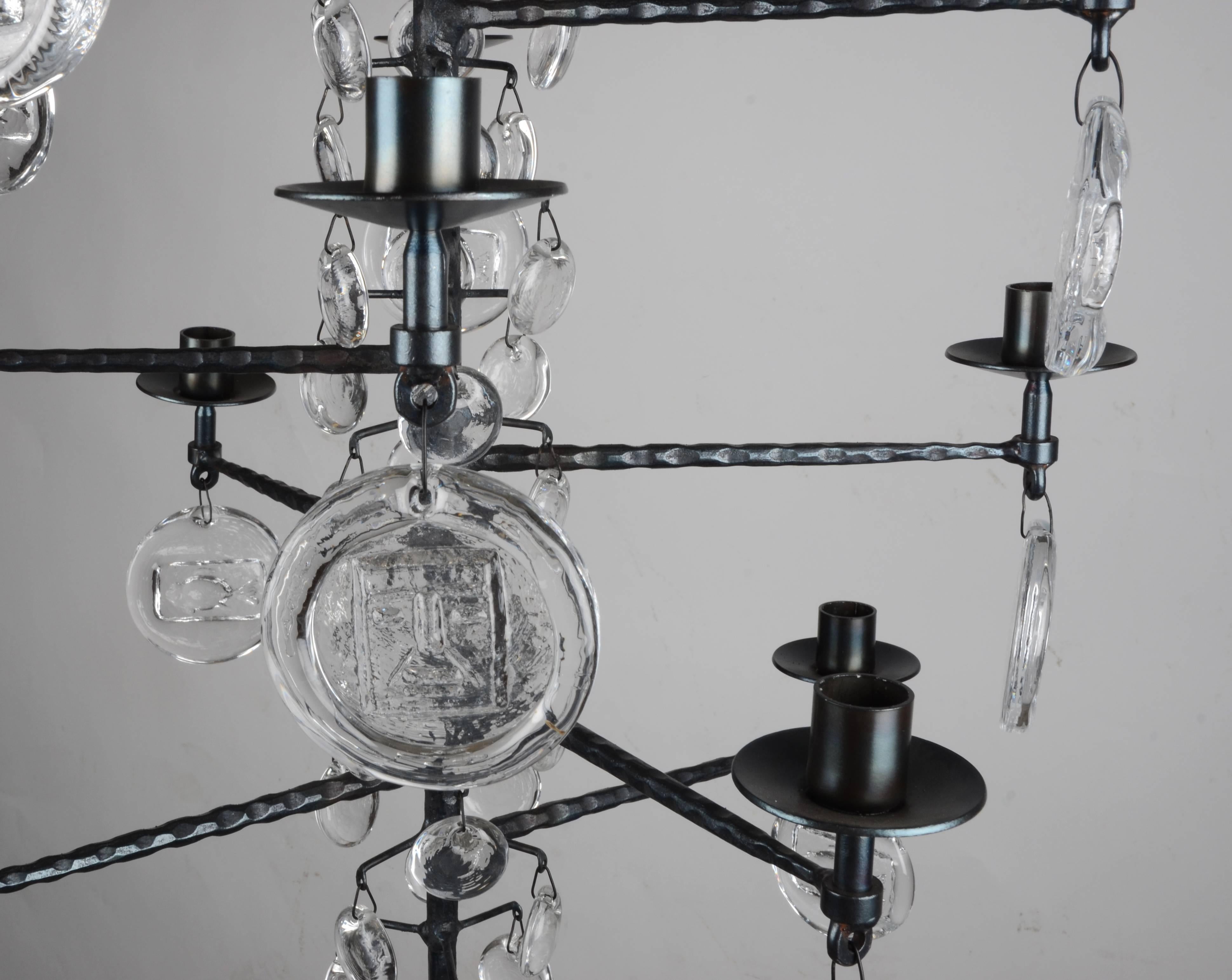 Glass Erik Höglund, chandelier, twelve-armed, Boda, 1960/70´s