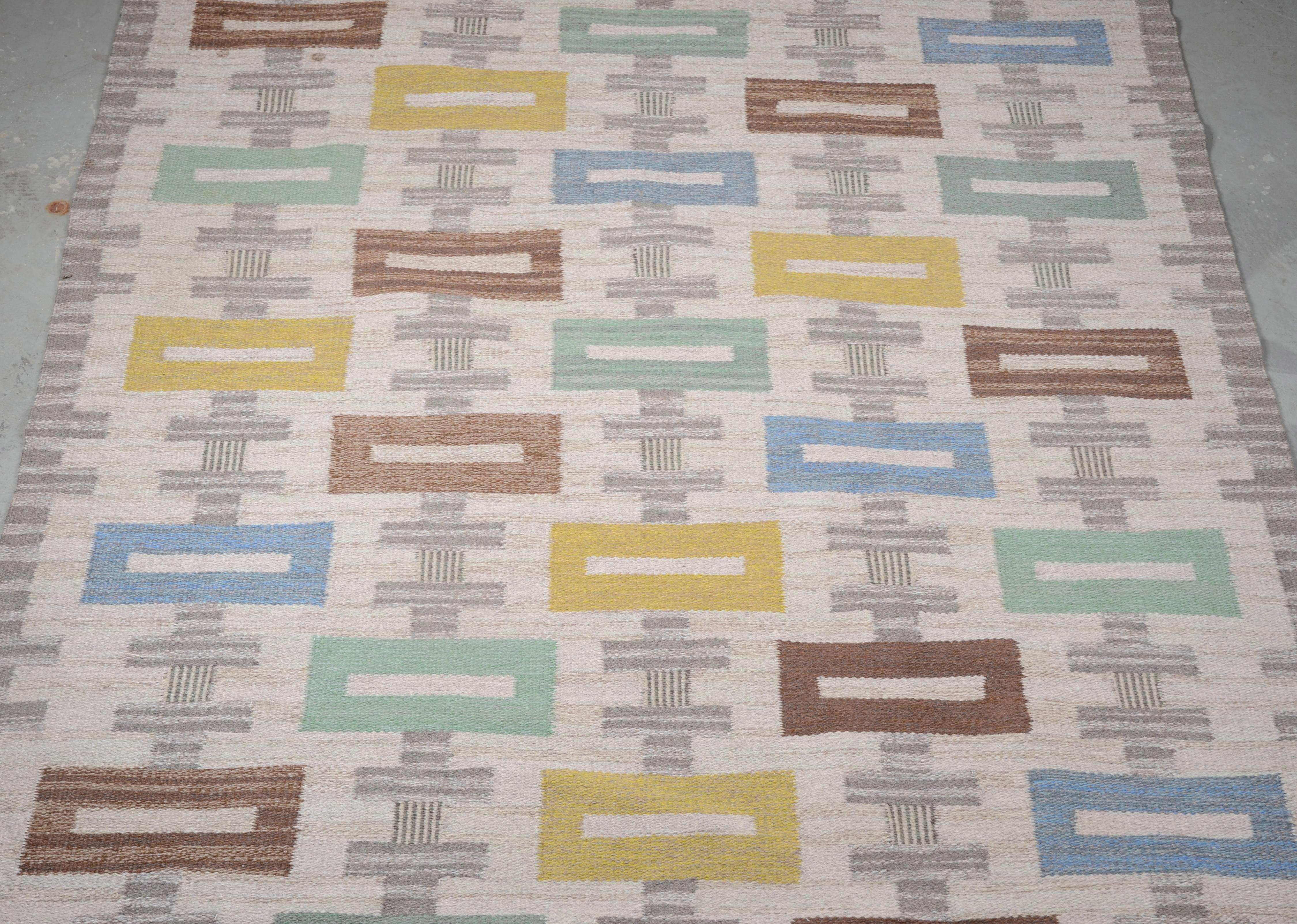 Flat-weave rug / Rölakan in wool, Sweden 1960´s. 