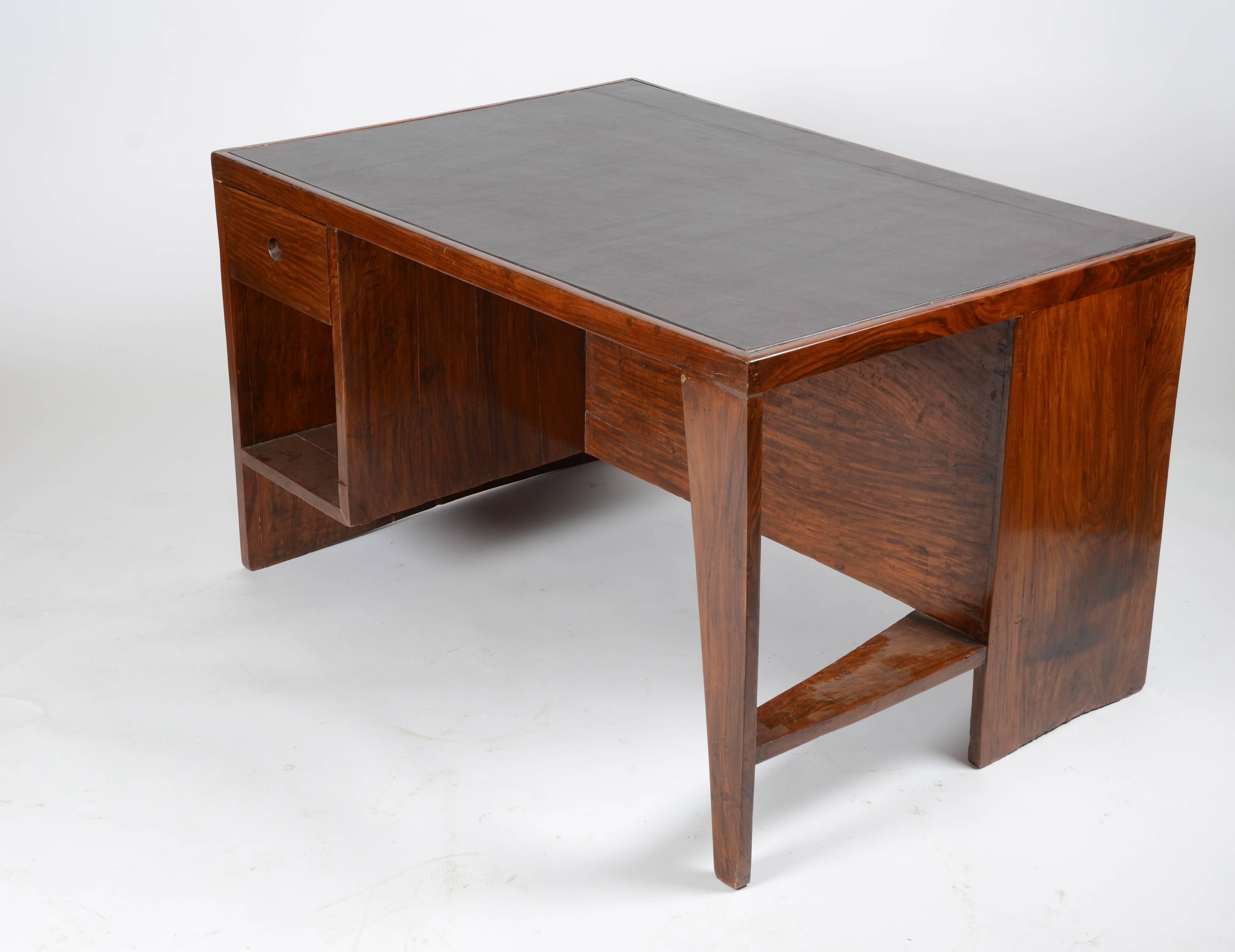 Rosewood Pierre Jeanneret, Desk and Chair, Chandigarh, India, 1950s