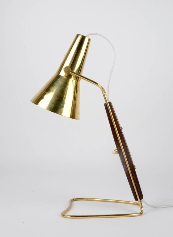 Table lamps in brass made by ASEA, Sweden, mid-1900s. Adjustable shade.