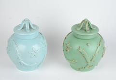 Pair of Urns, Faience by Eva Jancke-Björk for Bo Fajans, Sweden, Mid-1900