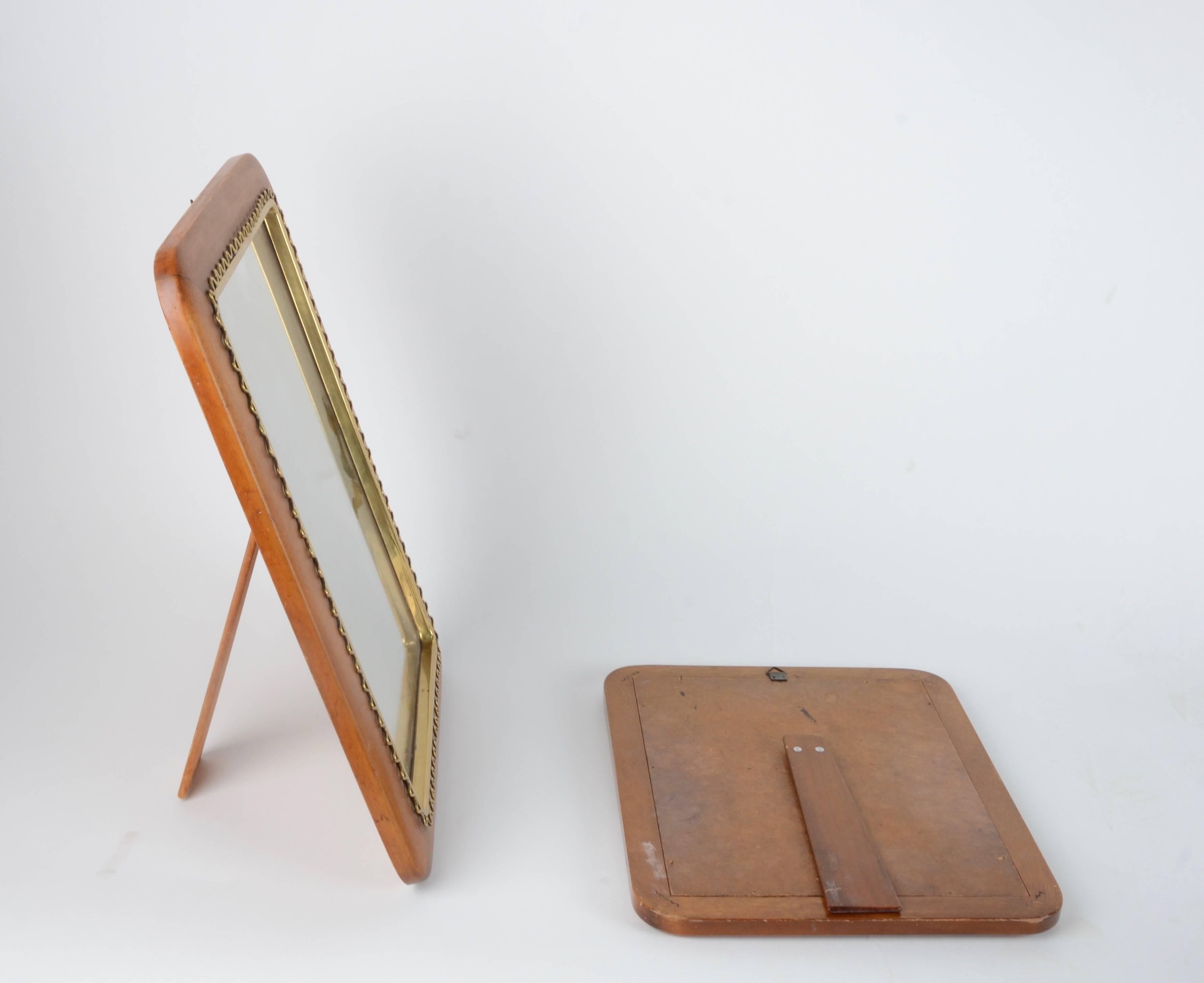 Josef Frank, a Pair of Mahogany and Brass Table or Wall Mirrors, Sweden, 1950s In Good Condition In Stockholm, SE