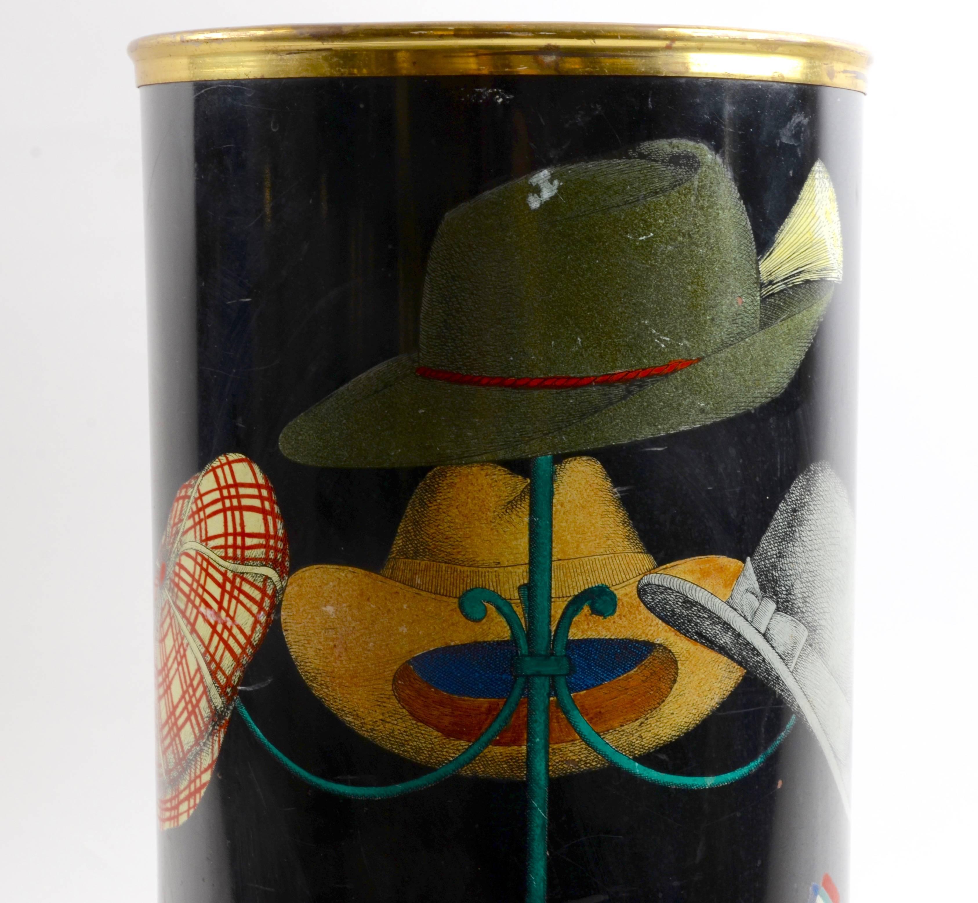 Italian Piero Fornasetti, Umbrella Stand, Motif of Hats, Mid-1900s