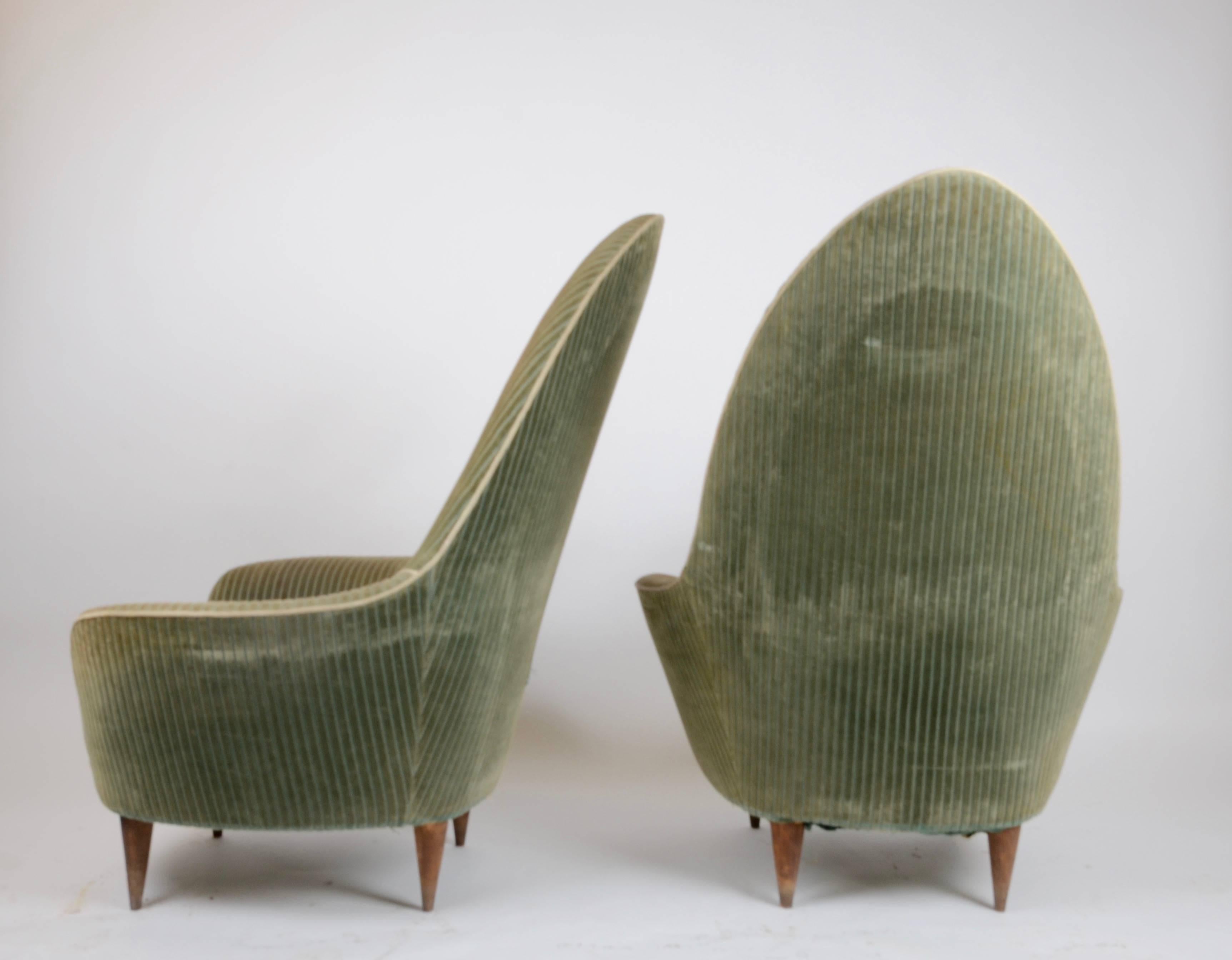 A pair of lounge chairs, attributed Ico Parisi, Italian, 1950s.