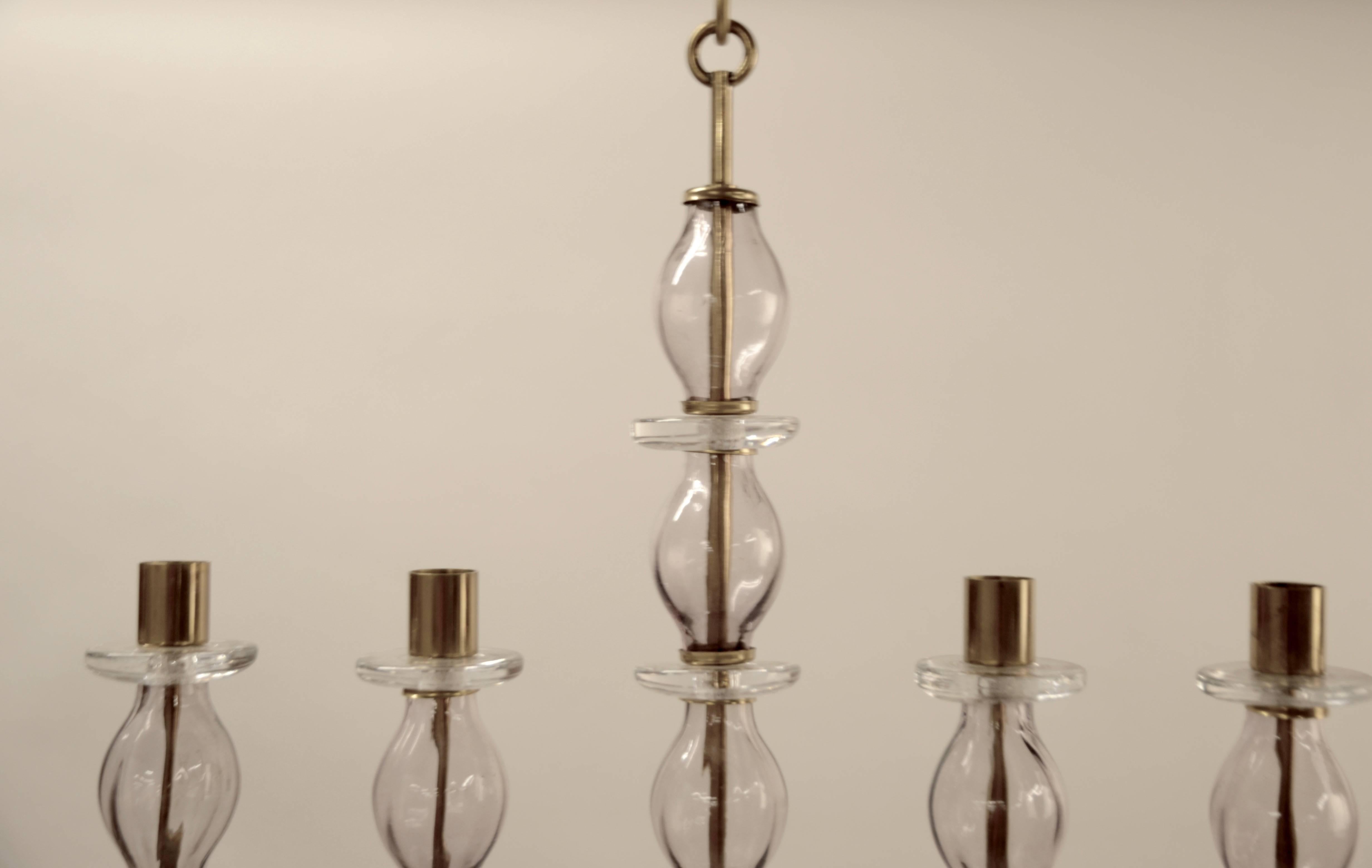 Mid-Century Modern Erik Hoglund Six-Arm Chandelier for Boda, Late 20th Century For Sale