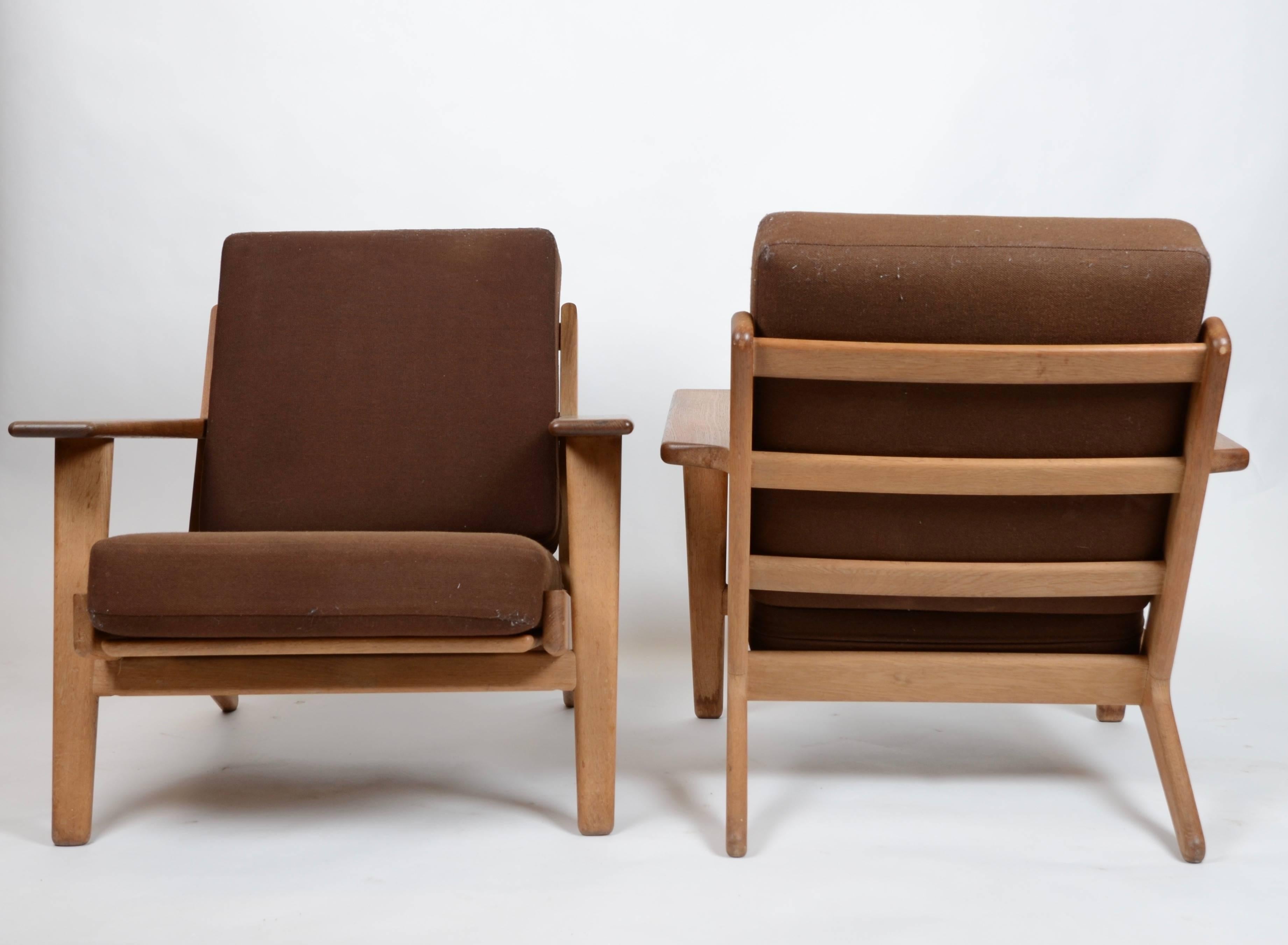Mid-Century Modern Lounge Chairs with Stools, GE290 by Hans J. Wegner for GETAMA, Denmark