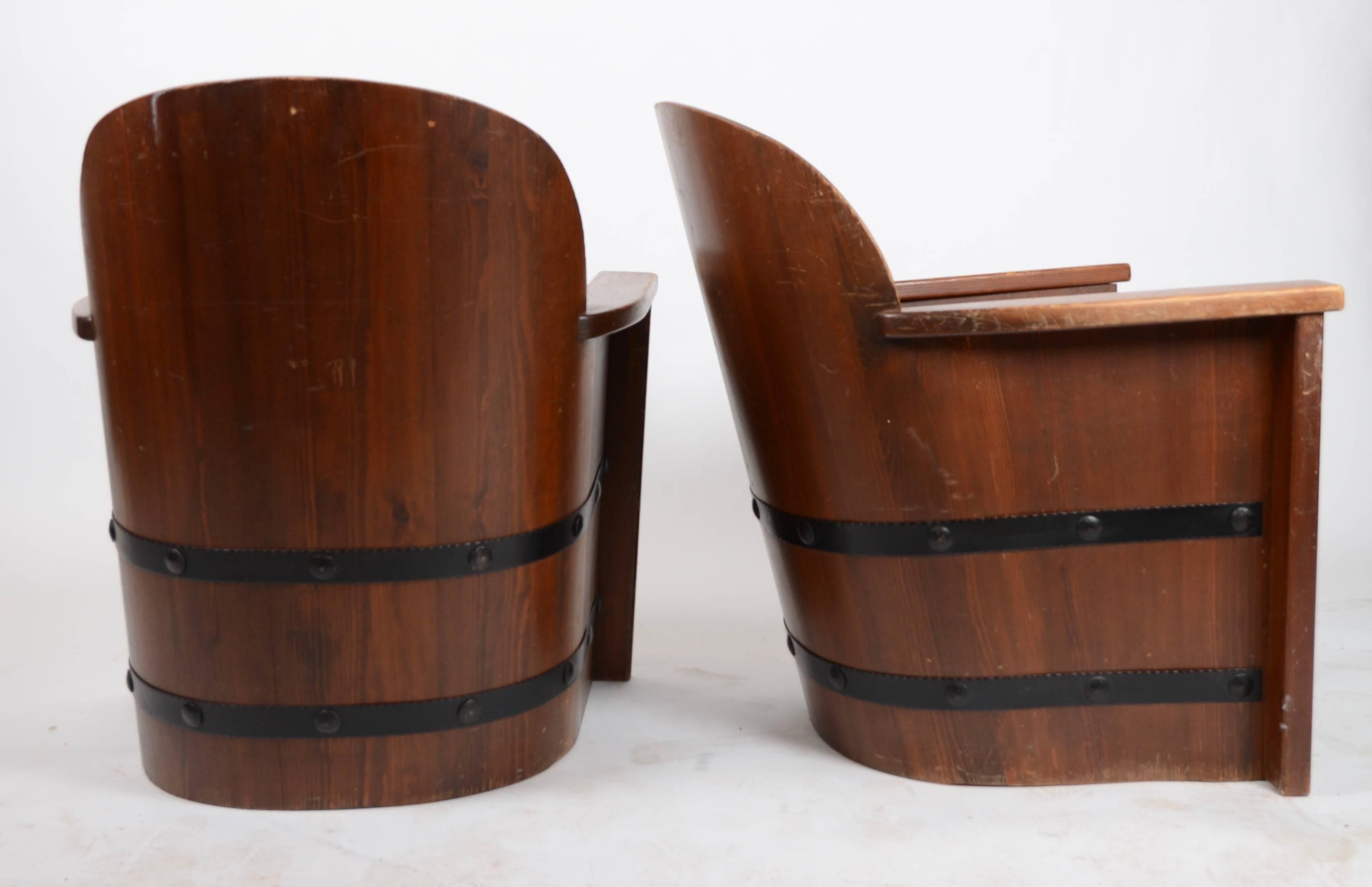Scandinavian Modern Pair of Armchairs Attributed to Axel Einar Hjorth, Pine, Åby Furniture Mid-1900s