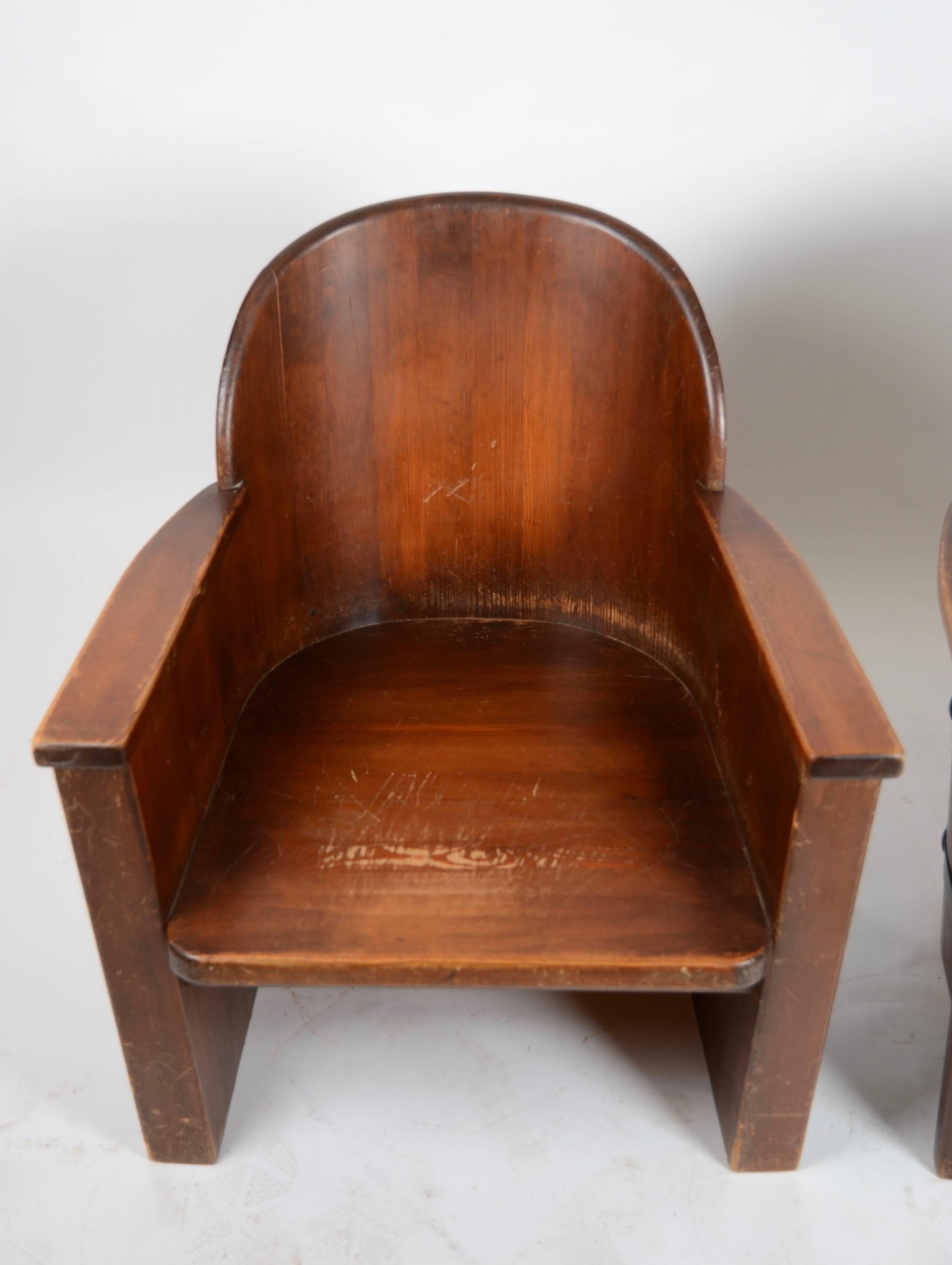 Swedish Pair of Armchairs Attributed to Axel Einar Hjorth, Pine, Åby Furniture Mid-1900s