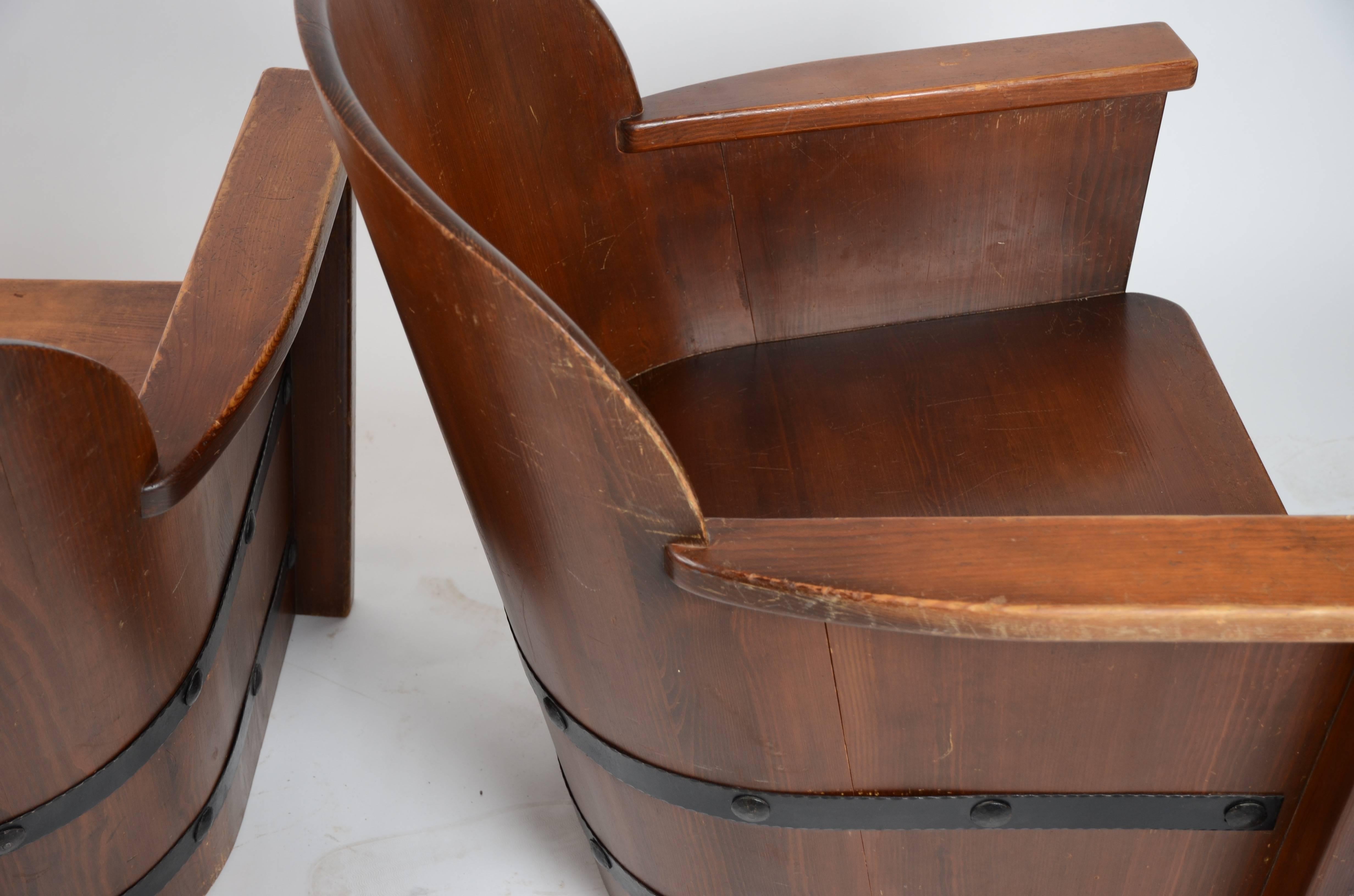 Pair of Armchairs Attributed to Axel Einar Hjorth, Pine, Åby Furniture Mid-1900s In Fair Condition In Stockholm, SE