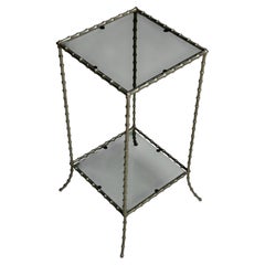 Faux bamboo side table, metal