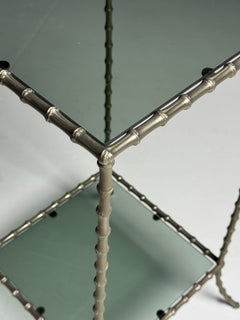 Faux bamboo side table, metal