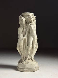Concrete garden statue / column: The Three Graces