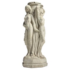 Concrete garden statue / column: The Three Graces