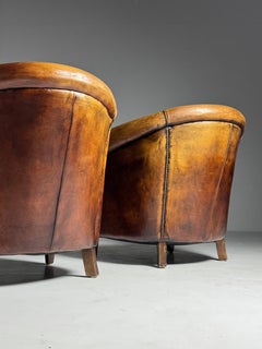 Sheepskin club armchairs, set of 2, classic style