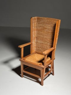 Vintage-Sessel mit geflochtener Rückenlehne