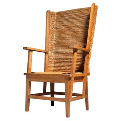 Vintage-Sessel mit geflochtener Rückenlehne