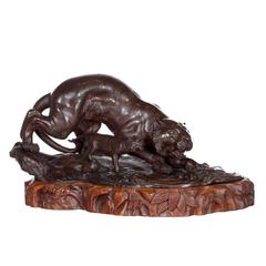 Bronze Sculpture, Tiger with Cub, Meiji Period 2