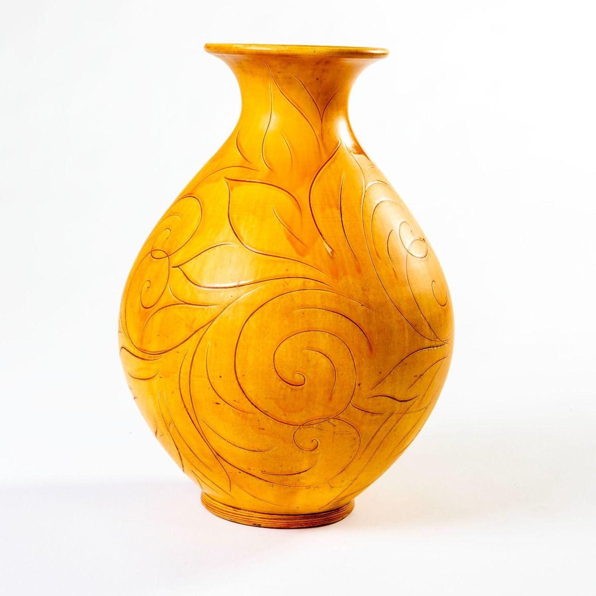 Grand vase Kähler de Svend Hammershøi avec glaçure jaune d'uranium en vente