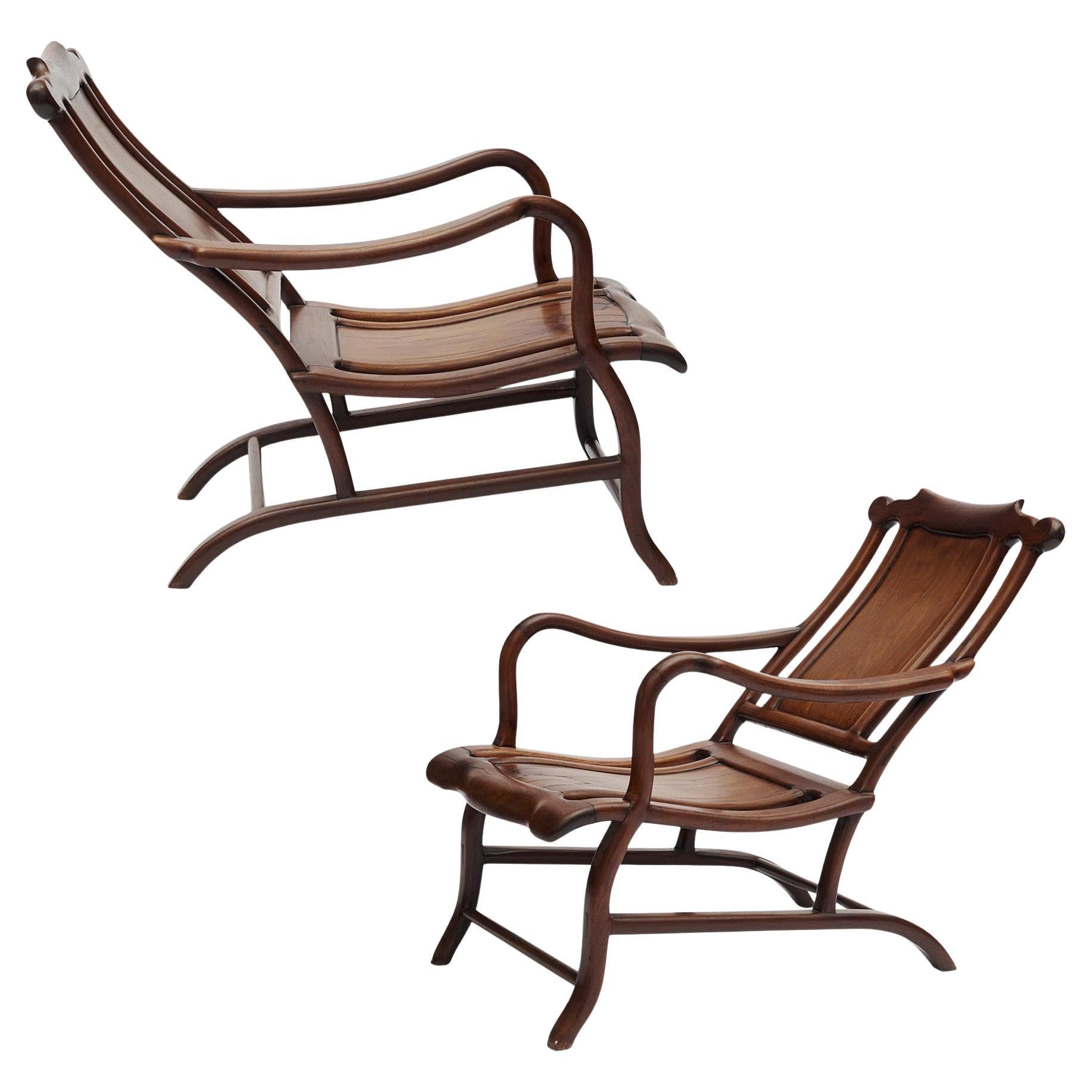 Pair of Chinese Art Deco Moon Gazing Chairs
