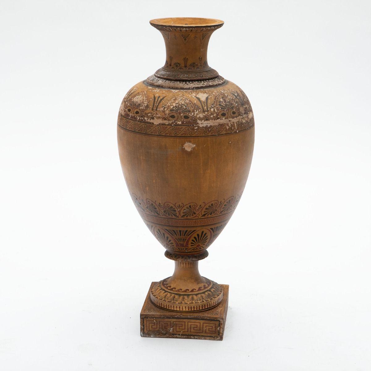Painted Large Italian Terra Cotta 'Grand Tour' Amphora c 1820 For Sale
