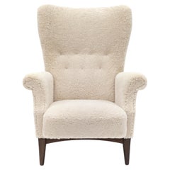 Fritz Hansen Mid-Century Modern Lounge Chair White Sheepskin (peau de mouton blanche)