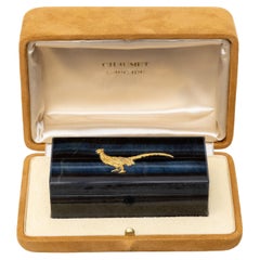 Chaumet L'Arcade Blue Cat’s Eye Quartz Box with Gilded Silver Pheasant Inlay