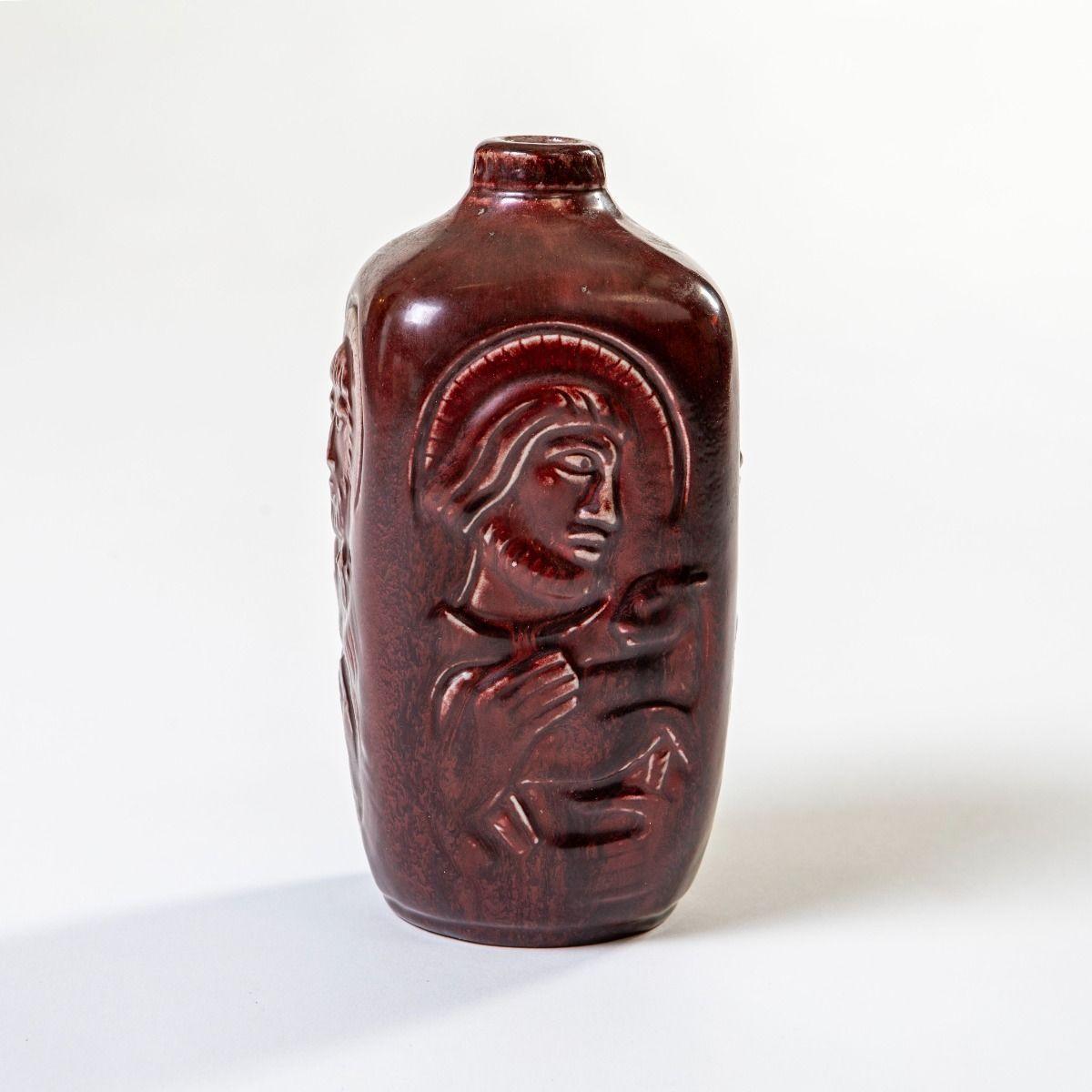 Danish Lidded Vase with Evangelists Relief by Jais Nielsen & Knud Andersen for R In Good Condition For Sale In Kastrup, DK