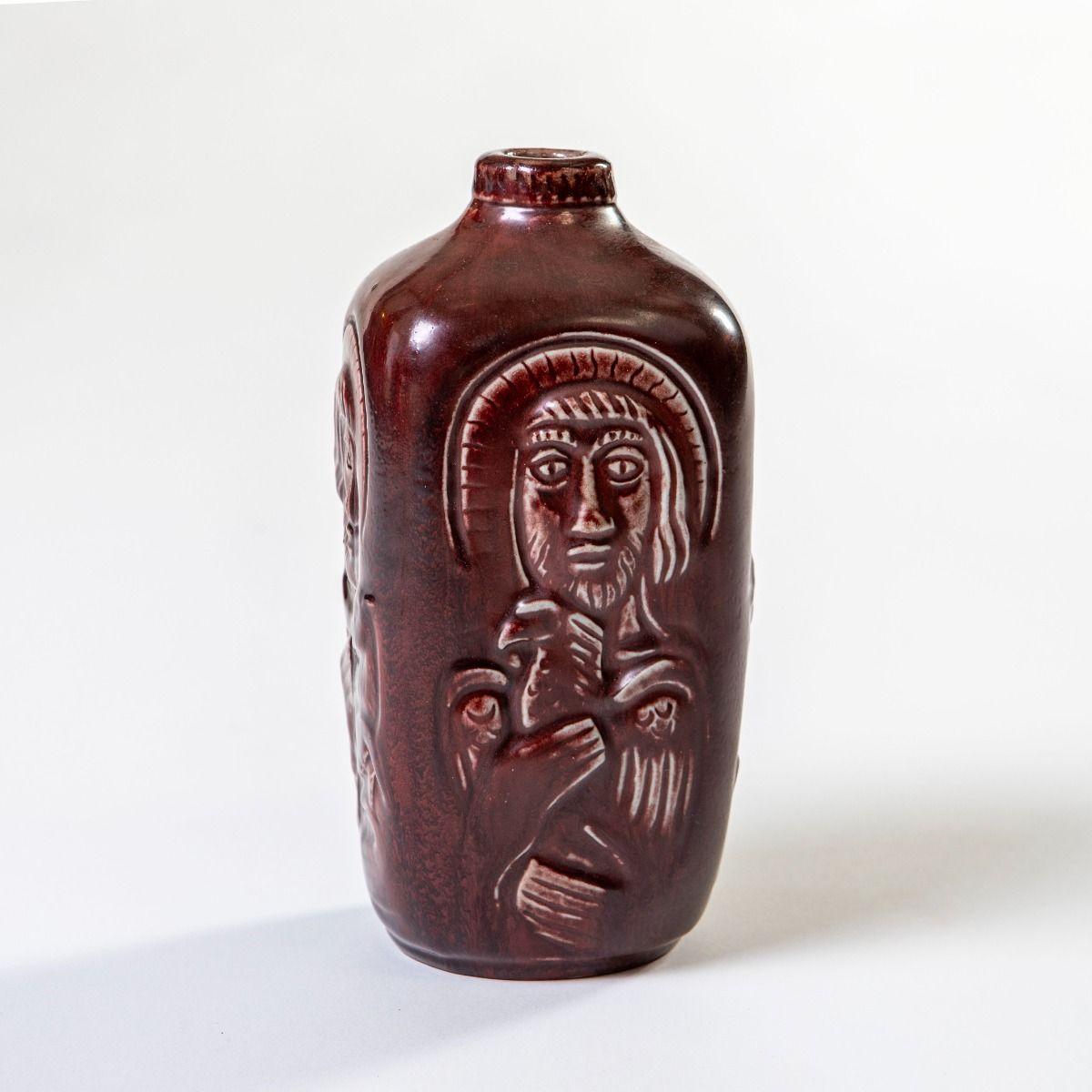 20th Century Danish Lidded Vase with Evangelists Relief by Jais Nielsen & Knud Andersen for R For Sale