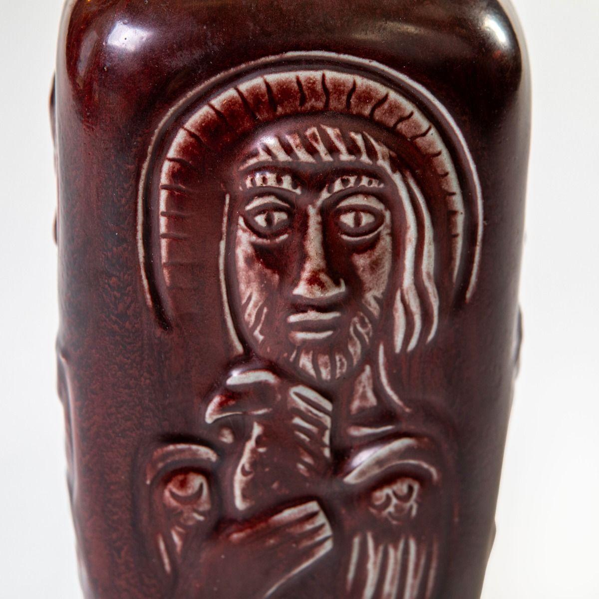 Brass Danish Lidded Vase with Evangelists Relief by Jais Nielsen & Knud Andersen for R For Sale