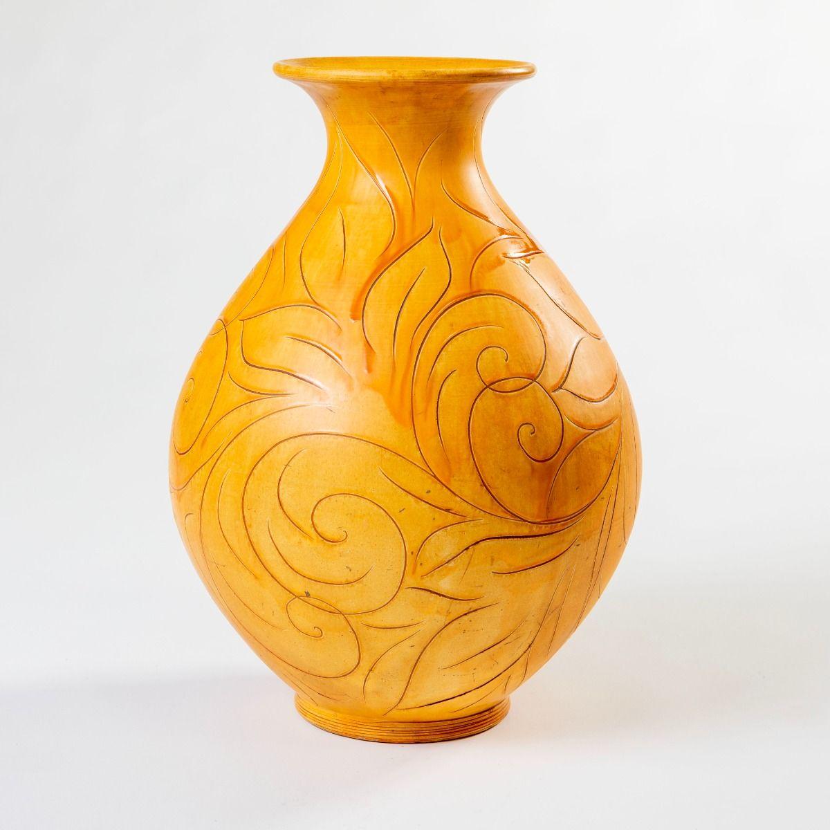Moderne Grand vase Kähler de Svend Hammershøi avec glaçure jaune d'uranium en vente