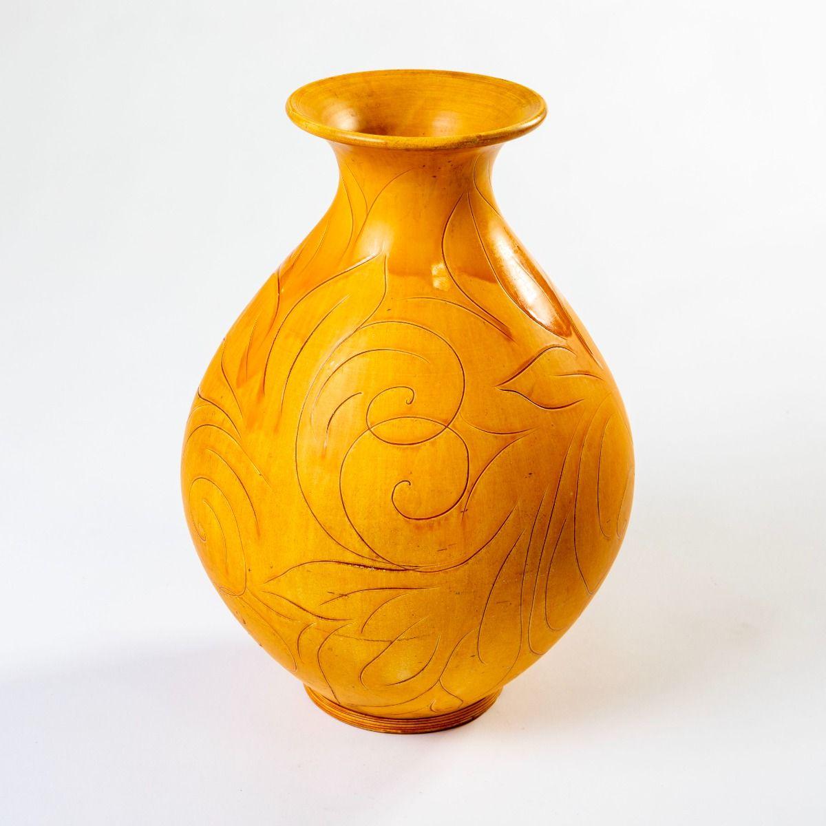 Danois Grand vase Kähler de Svend Hammershøi avec glaçure jaune d'uranium en vente