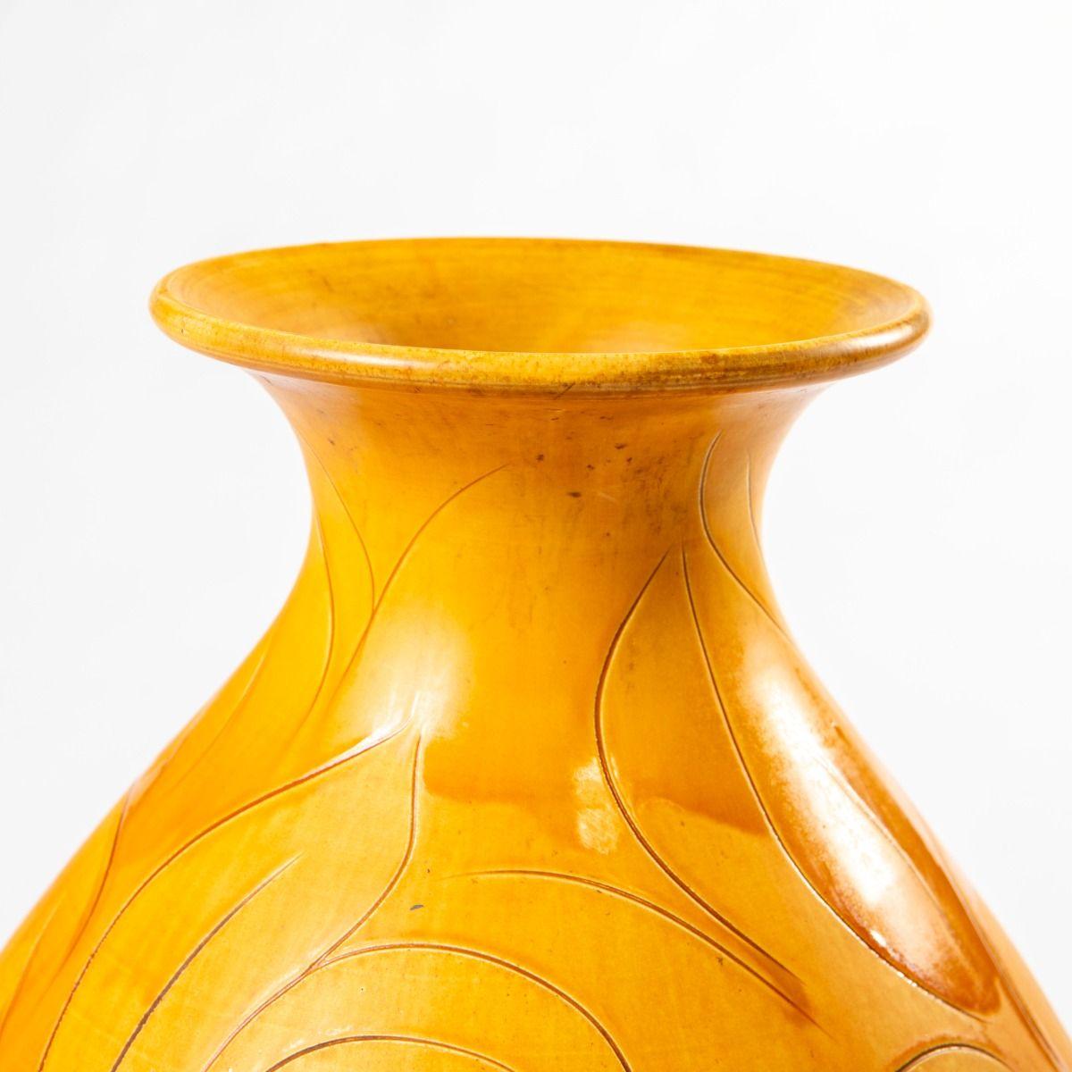 20ième siècle Grand vase Kähler de Svend Hammershøi avec glaçure jaune d'uranium en vente