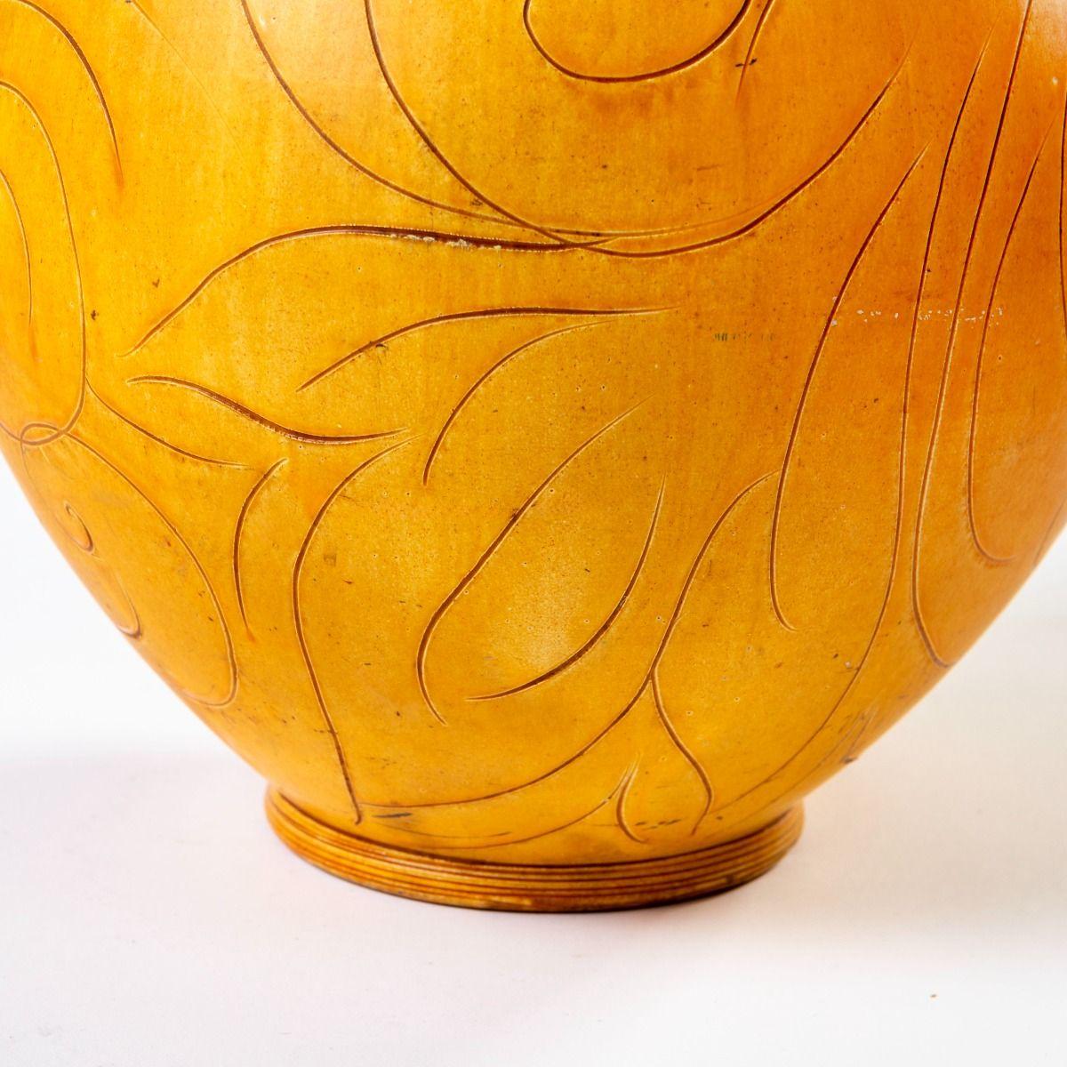 Grand vase Kähler de Svend Hammershøi avec glaçure jaune d'uranium en vente 2
