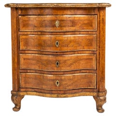 Danish Baroque Walnut Chest of Commode with Serpentine Front and Gilt Details