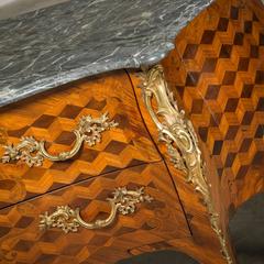 Large Louis XV Chest of Drawers, Rosewood and Mahogany Marble-top 18th Ctr