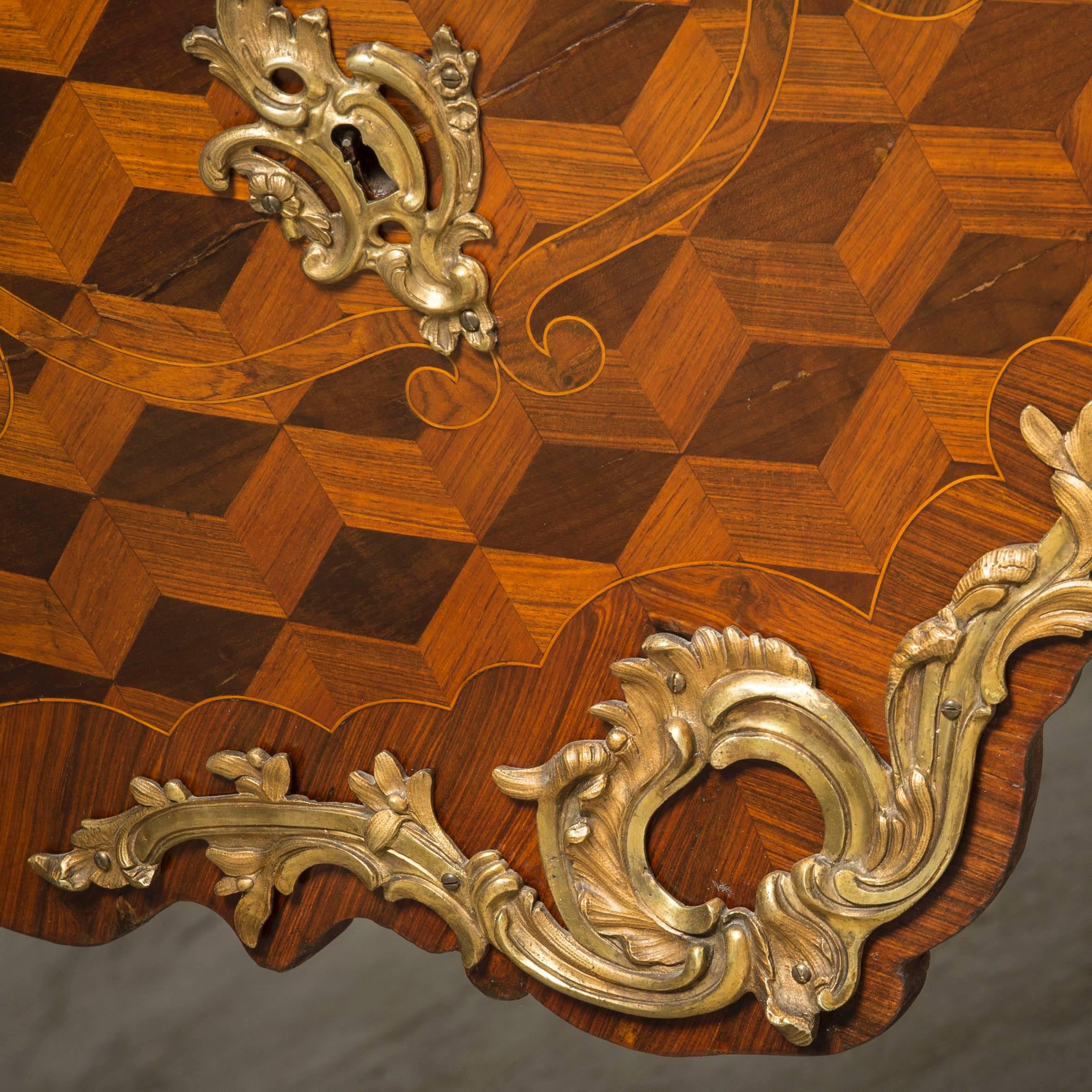 Large Louis XV Chest of Drawers, Rosewood and Mahogany Marble-top 18th Ctr In Good Condition For Sale In Kastrup, DK