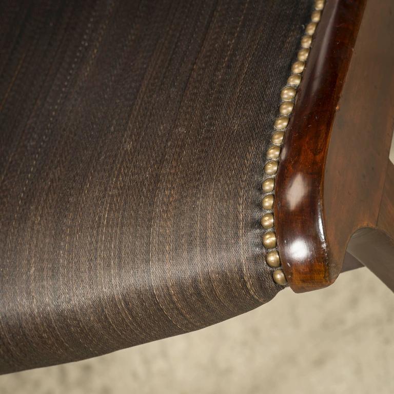 Pair of Late Empire Klismos Chairs with Original Horsehair Cover For Sale at 1stdibs