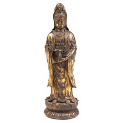 Early 19th Century Chinese Gilt Bronze Standing Guanyin Figure