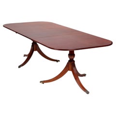 Regency Two-Pillar Dining Table in Solid Mahogany, England