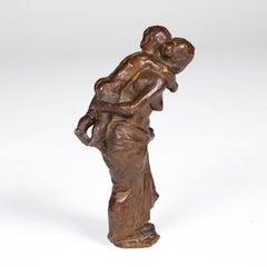Christoph Voll - Scultura in bronzo raffigurante una donna in piedi con un bambino
