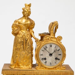 French Louis-Philippe Ormolu Mantel Clock with Lady at Piano