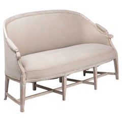 Gustavian-Sessel in Hellgrau mit Leinenbezug